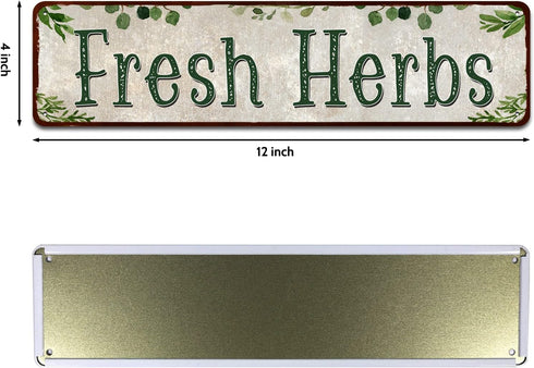 Fresh Herbs Metal Sign Country Farmhouse Home Gardener Tin Sign Decor Sign 4" x 16"...