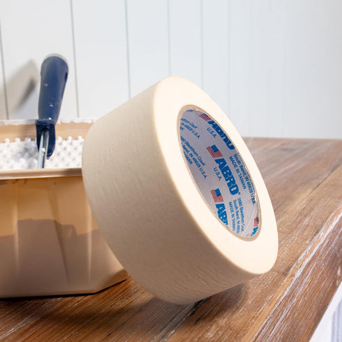 ABRO Masking Tape PRO, 48mm x 55M, All Purpose Natural Masking Tape for Temporary Labeling and Marking, Easy Tear, Clean Removal, Painters Tape fo...