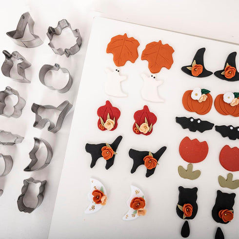 Halloween Polymer Clay Cutters - Winter Clay Cutters for Polymer Clay Jewelry, 11 Shapes Christmas Polymer Clay Molds, Pumpkin Ghost Holiday Clay ...