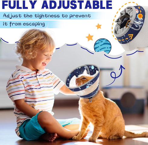 Cat Cone Collar Soft, Breathable Cat Cone Alternative After Surgery, Adjustable Cat Recovery Collar Water Resistant Cat Neck E Collar for Cats Kit...