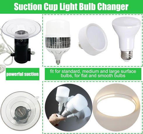 Suction Cup Light Bulb Changer, Light Bulb Changer for High Ceilings and Recessed Lights, Suction Cup Flat Light bulb Remover Tool for Living Room...