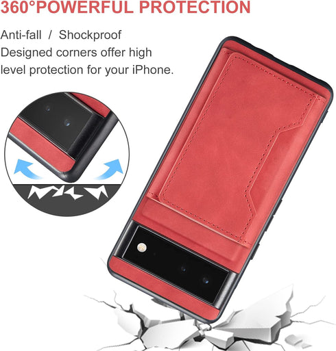 Asuwish Phone Case for Google Pixel 6 Wallet Cover with Tempered Glass Screen Protector and Credit Card Holder Stand Leather Cell Accessories Pixe...