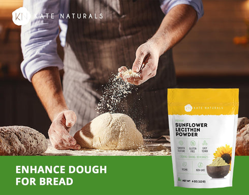 Kate Naturals Sunflower Lecithin Powder for Baking Bread, Gummies, Cooking (4oz) 100% Natural, Gluten Free, Non-GMO Substitute for Lecithin Powder...