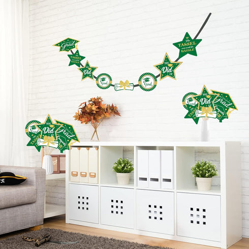 Green and Gold Graduation Decorations Set of 24 Class of 2025 Table Decor Congrats Grad Party Centerpiece Sticks Table Toppers Graduation Party Su...