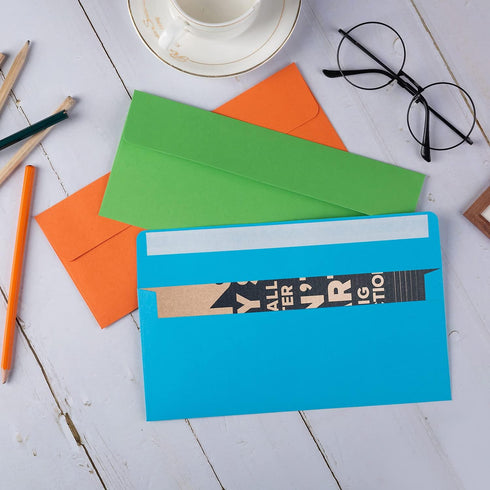 50 Pack Colorful #10 Business Envelopes Self Seal Standard Envelopes for Office Checks, Business, Letter Mailing Invoices, 4.13 x 9.49 Inches...
