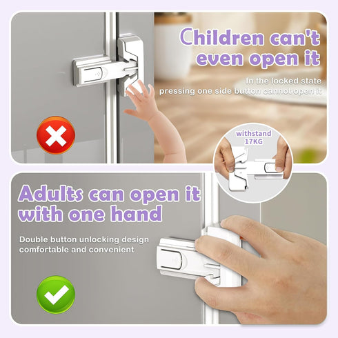 Refrigerator Fridge Freezer Door Lock for Kids and Aging Seals, Child Proof Refrigerator Latch Lock to Keep Door Closed, No Tools Required and Eas...