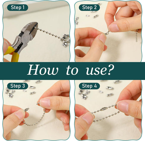 200Pcs Ball Chain Connector Clasps Fits 2.4mm Beaded Ball Chain, Roller Blind Ball Chain Cord Connector Clips Jewelry Making Accessories Clips for...