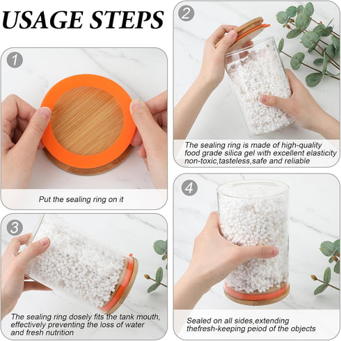 6Pcs Rubber Seals Rings for Glass Jars, Airtight Silicone Replacement Gasket for Jars Leak-proof Airtight Rubber Seal -3.7 Inches (Orange)...