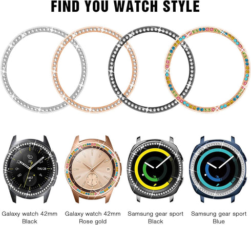 Dsytom Compatible with Samsung Galaxy Watch 42mm Band Women+ Bezel, 20mm Jewelry Watchband & Bezel Ring Cover Diamond Strap Bracelet for Galaxy Wa...
