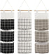 AUHOKY 3Pcs Wall Closet Hanging Storage Bag, Premium Linen Fabric Over The Door Organizer, Hanging Storage Pouches with 3 Pockets for Bedroom Bath...