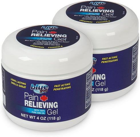 Blue Goo Pain Relieving Gel - for Back/Neck, Muscle/Stiff Joints Pain, Sprains, Strains, Fast-Acting, Cooling+Soothing Relief, Made w/ 100% Pure E...