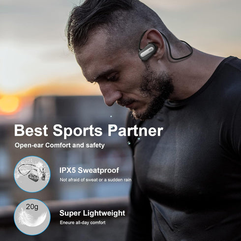 Air Conduction Headphones, Wireless Bluetooth 5.3 Earphones with Mic, IPX6 Waterproof Sweatproof Lightweight Open Ear Sports Headset for Outdoor R...