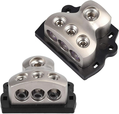 3 Way Power Distribution Block, 1x 0 Gauge in / 3X 4 Gauge Out Amp Power Distribution Ground Distributor Connecting Block for Car Amplifier Audio ...