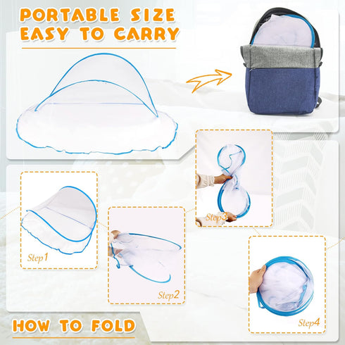 Portable Mosquito Net Tent, Folding Mosquito Head Net, Pop Up Mosquito Tent Netting for Bedding Camping Traveling Patio (1 Pack, Large)...