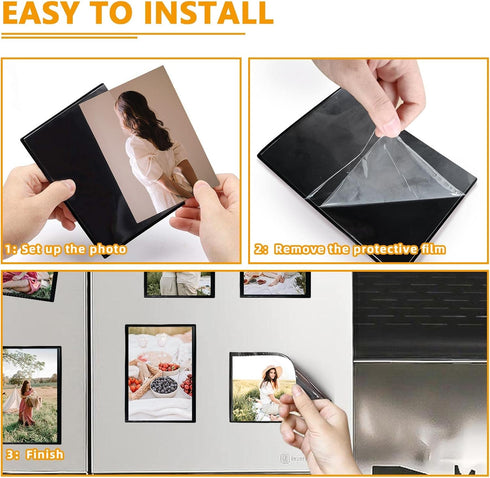 Mingting 10pcs 5x7 Magnetic Picture Frames for Refrigerator Reusable Magnets Fridge Photo Sleeves for Refrigerator Locker Office Cabinet,Black...