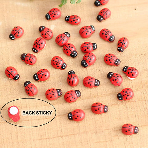 20-Piece Set: Seven-Spot Ladybug Décor - Wooden Handcrafted Simulation Beetle Garden with Realistic Ladybug Insect Miniature Sample Model - Yard, ...