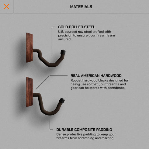 Hold Up Displays Gun Wall Mount, AR Wall Mount, Rifle Wall Mount, Shotgun Holder, Bow Wall Hanger, Gun Hooks for Wall, Walnut Hardwood Gun Display...