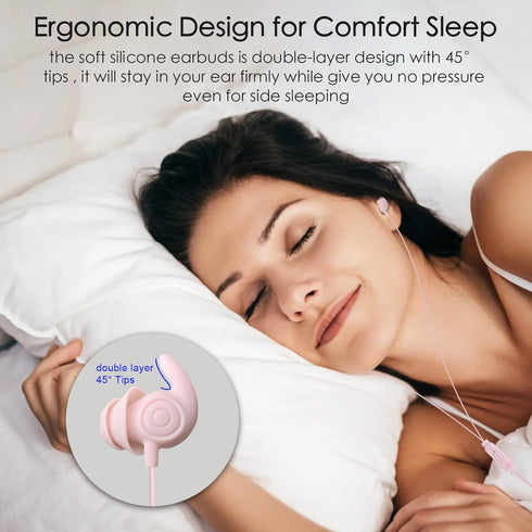 Sleep Earphones, Noise Isolation 3.5mm Sleep Headphones Wired, Lightweight Soft Silicone Earbuds with Mic for Insomnia, Side Sleeper, Snoring, Air...