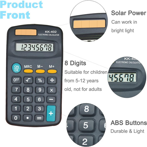 Basic Calculator Dual Power 8 Digit Desktop Calculator (Black,Set of 5)...