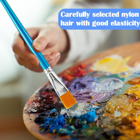 10 Pieces 3/4 Inch Flat Paint Brushes, Watercolor Paint Brush for Acrylic Painting, Synthetic Nylon Paint Brushes with Wooden Handle, Artist Craft...