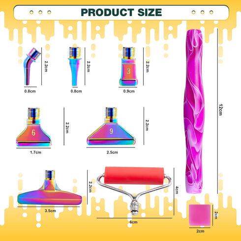 DoreenBow 14Pcs Diamond Art Painting Pen Metal Tips Kit Stainless Screw Thread Tips Multi Placer Tips Roller Accessories Diamond Art Painting Acce...