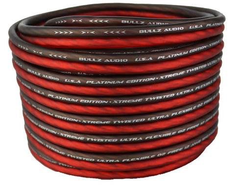 Bullz Audio BPES12.25 25' True 12 Gauge AWG Car Home Audio Speaker Wire Cable Spool (Clear Red/)...