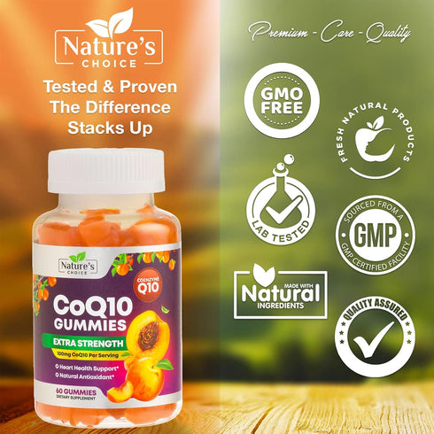 CoQ10 100mg Gummies - 3X Better Absorption, Antioxidant for Heart Health Support & Energy Production, Ultra Coenzyme Q10 Vitamins, Coq 10 Suppleme...