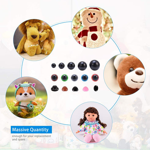 MENKEY Plastic Safety Eyes and Noses with Washers 570 Pcs, Craft Doll Teddy Bear Nose for Amigurumi, Crafts, Crochet Toy Stuffed Animals (Assorted...
