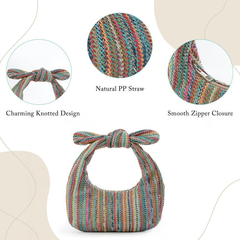 Bow Clutch Purse for Women Summer Beach Handbags Woven Clutch for Party Wedding Vacation 2024...
