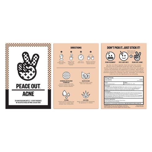 Peace Out Skincare Acne Dots, Hydrocolloid Pimple Patches Help Clear Blemishes Overnight, Fast Acting Anti-Acne Solution (20 dots)...