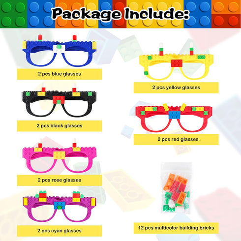 12 Pcs Building Bricks Glasses Building Blocks Games for Kids Birthday Party Favors Supplies, Boys Girls Carnival Party Games...