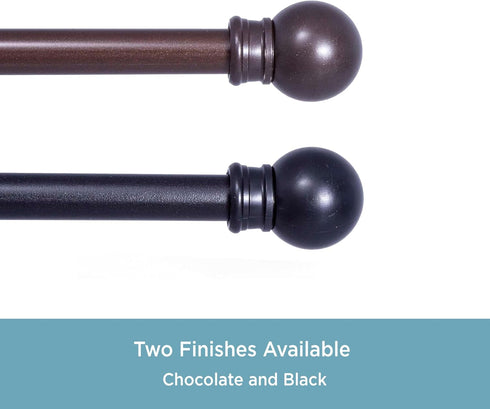 Kenney 7/16” Fiona Café Window Curtain Rod, Chocolate, 48-84”...