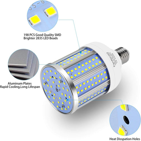 2 Pack 280W Equivalent LED Corn Light Bulb, 4000 Lumen 6500K Cool White Daylight 40W LED Corn Lamp,E26/E27 Medium Base,for Indoor Outdoor Warehous...