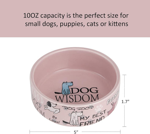 5-inch Ceramic Dog Bowl Cartoon Pattern, Cute, Chew-Proof, Dishwasher and Microwave Safe...