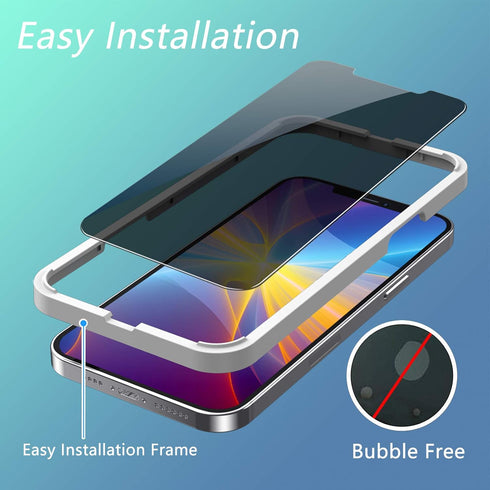 (2 Pack Privacy Screen Protector for iPhone 12 Pro Max, Anti Spy Tempered Glass Screen Protector, Touch Sensitive, Bubble-Free, Case Friendly, wit...