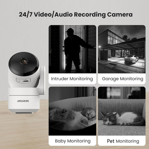 Indoor Camera for Home Security 360°, 1080p Pet Cameras with Pan&Tilt, Night Vision, Motion Detection, 2-Way Audio, Compatible with Alexa/Google A...