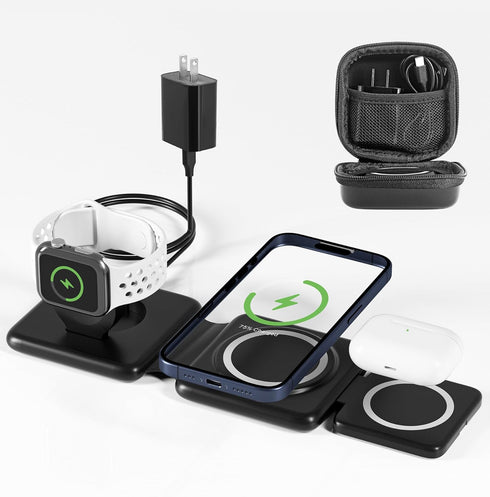 3 in 1 Mag-Safe Charging Station for Apple Device 20W Fast Charging Wireless Charger for iPhone 15/14/13/12/11 Series and AirPods 3/2/Pro 2/Pro,iW...