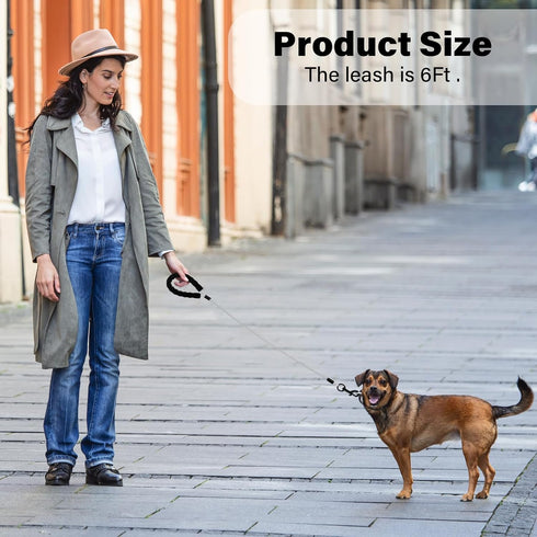 Heavy Duty Dog Leashes with Chew Proof and Comfortable Padded Handle 4/5/6 FT, Steel Metal Safety Lead Rope with Retractable Buckle for Large or M...