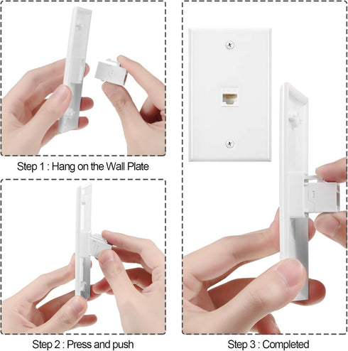 Weewooday 4 Pack Ethernet Wall Plate with Single Port, RJ45 Cat6 Female to Female Jack Inline Coupler Plates Ethernet Cable Faceplates(White,4 Pac...