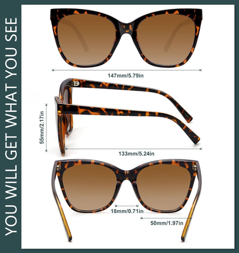 WOWSUN Large Polarized Cat Eye Sunglasses for Women...