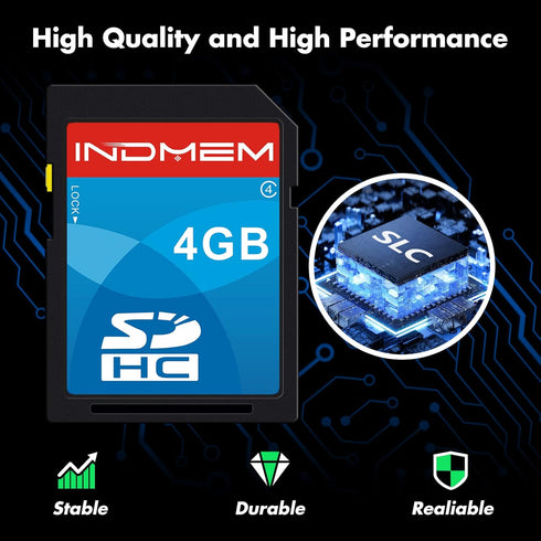 INDMEM SD Card 4GB SDHC Class 4 Flash Memory Card 4 GB Digital Camera Cards 2 Packs...