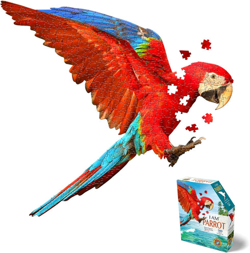 Madd Capp Parrot 300 Piece Jigsaw Puzzle for Ages 10 and up - 6022 Unique-Shaped Border, Challenging Random Cut Pieces, Deluxe Five-Sided Tamperpr...