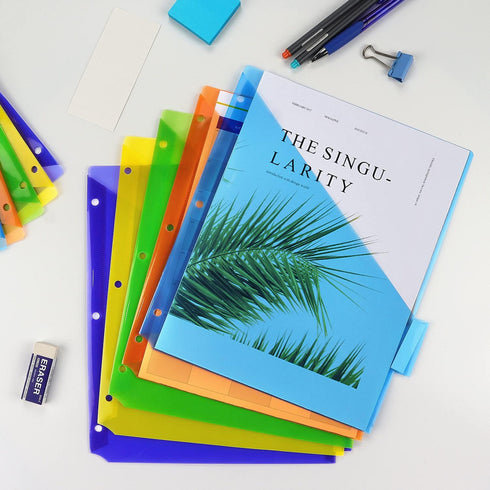 Plastic Binder Dividers with One Front Pocket and Tab Binder Divider for 3 Ring Binder, Multicolor, 10 Pack...
