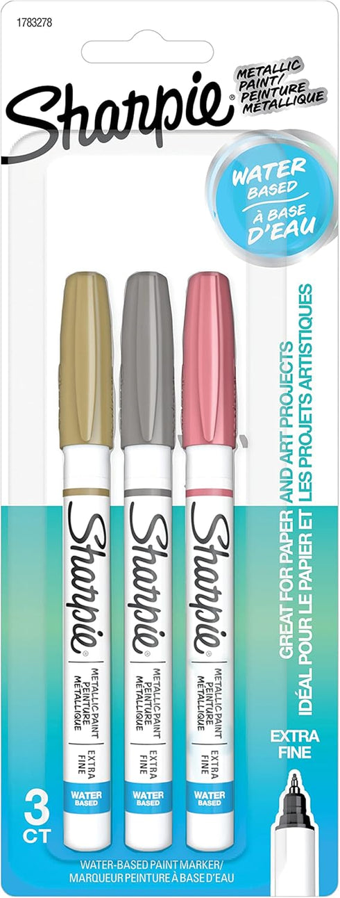 SHARPIE Paint Marker, 3-Count, Metallic Assorted, 3 count...