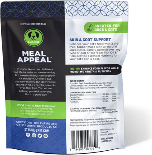 Meal Appeal: Skin & Coat Support Food Topper - Beef 4 Oz, Dogs & Cats, Slow Baked Powder, Enhance Food Flavor, Support Nutrition & Health...
