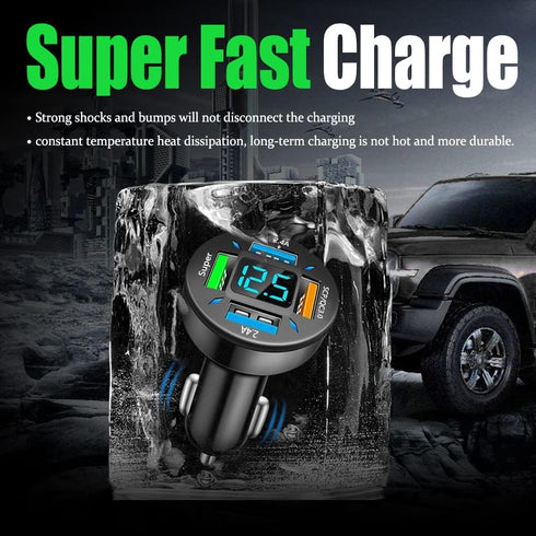 USB Car Charger, 22.5W 4 Ports USB Fast Car Charger, USB Car Charger Fast Charge Car Charger Adapter QC3.0 & 2.4A Compatible with iPhone & Android...