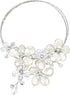 AeraVida Coin Cultured Freshwater Pearls-Crystal Floral Paradise Cluster Choker Necklace | Floral Choker Necklaces Women | Freshwater Cultured Pea...