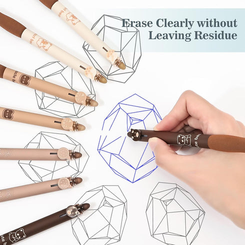 BAYTORY 8Pcs Cute Retractable Erasable Gel Pens, Blue and Black Ink Pen with Eraser Clear, Smooth Writing Comfortable to Use for Note Taking Marki...