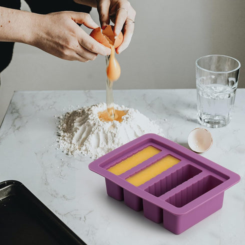 KeFanta Silicone Butter Mold, Butter Molds Tray with Lid,Large Butter Maker with Food Grade Silicone Spatulas,Rectangle Container for Brownies,Hom...