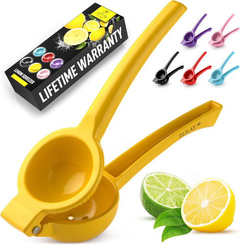 Zulay Kitchen Metal Lemon Squeezer - Handheld Lemon Juicer Squeezer - Easy to Use Citrus Juicer - Manual Press for Extracting the Most Juice Possi...